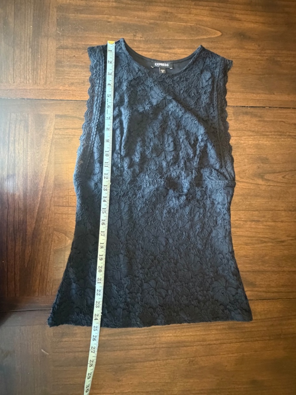 Express Black Romantic Goth Boho Y2K Sleeveless Lace Fitted Top, Size Medium - Picture 10 of 11